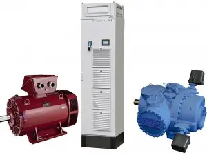 De bijdrage van Emerson aan het koelsysteem: permanentmagneet synchrone motor, frequentieregelaar en koelcompressor.