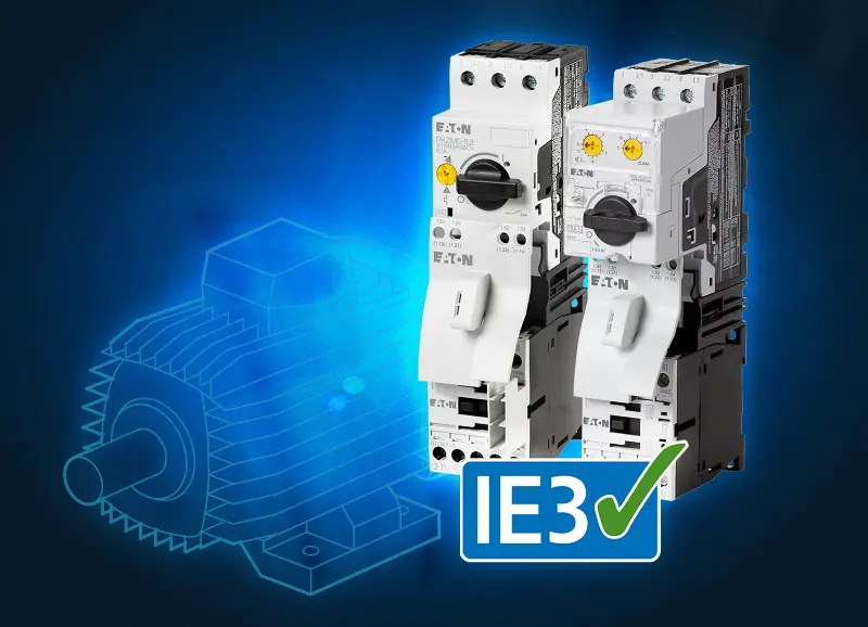 Eaton's DIL-serie magneetschakelaars zijn, evenals de PKZ en PKE-serie motorbeveiligingen, geschikt voor de betrouwbare regeling van IE3 motoren.