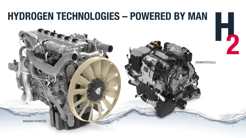 MAN H2 hydrogen engine fuel cell 