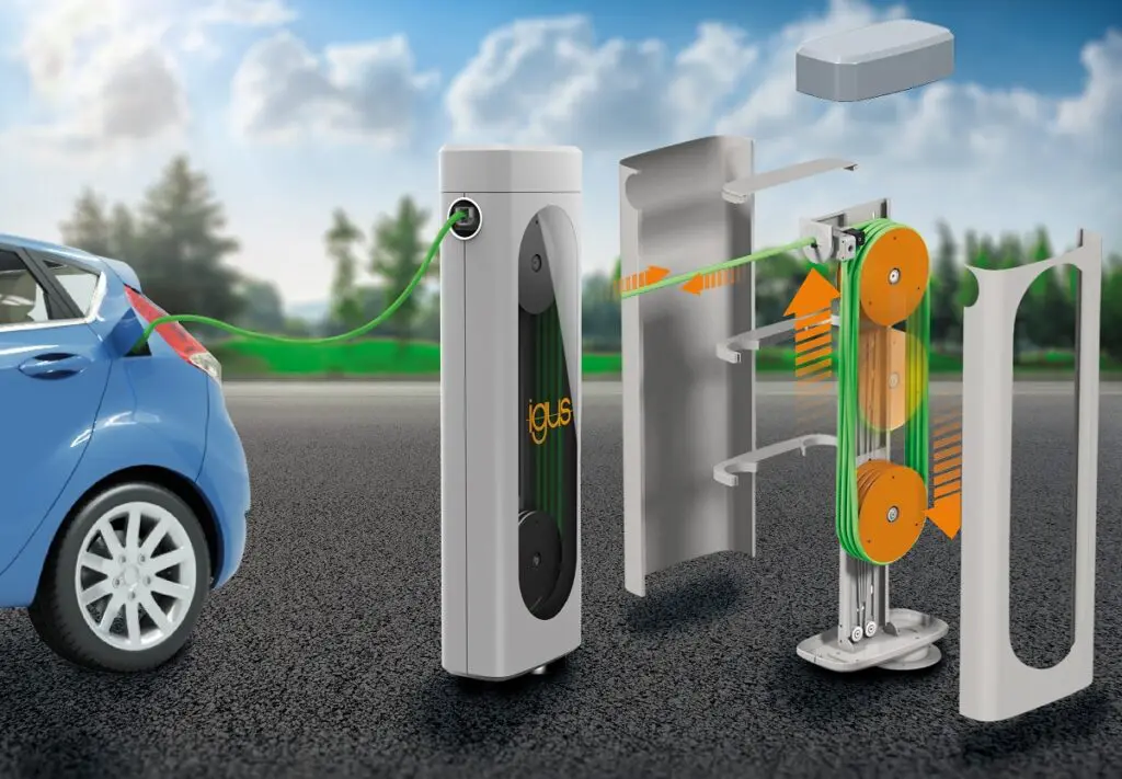 igus presenteert ontwerpstudie voor automatisch kabeloprolsysteem EV’s featured image